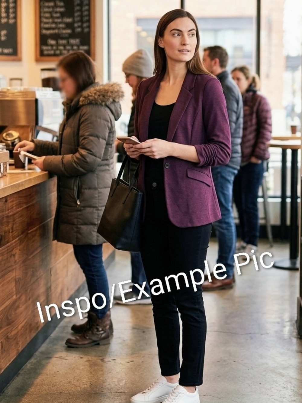 Ricki's GUC Plum/Burgundy Ruched 3/4 Sleeve Blazer Knit Suit Jacket Size XSmall - Picture 12 of 13